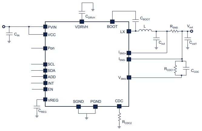 Schema di circuito di applicazione - STMicroelectronics Convertitore Buck sincrono programmabile STPD01